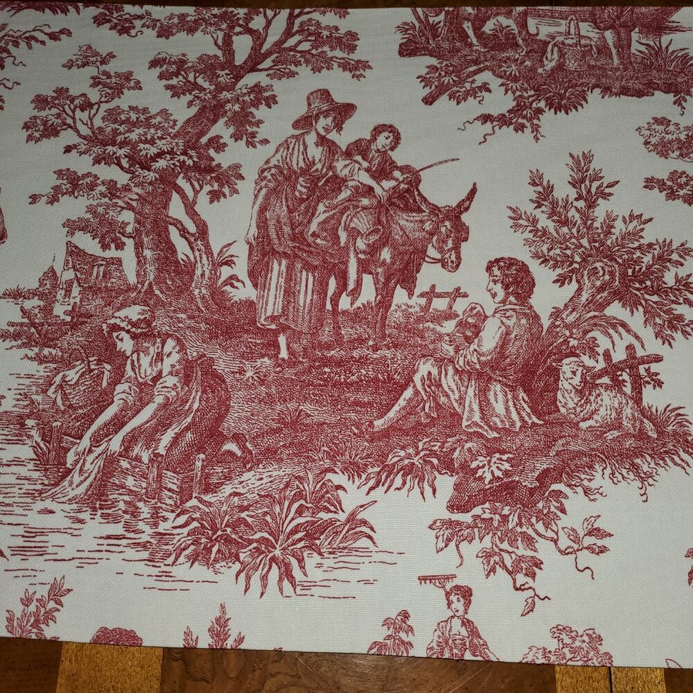 Table Runner, Waverly Country Life Red/Cream Toile, Lined, 54 x 16, Handcrafted - Picture 5 of 14